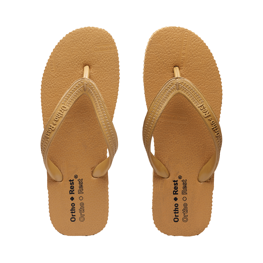 Ortho + Rest Unisex Hawaii Chappal Orthopedic Comfort, Bathroom Rubber Flip-Flops Tan 4 - Image 2