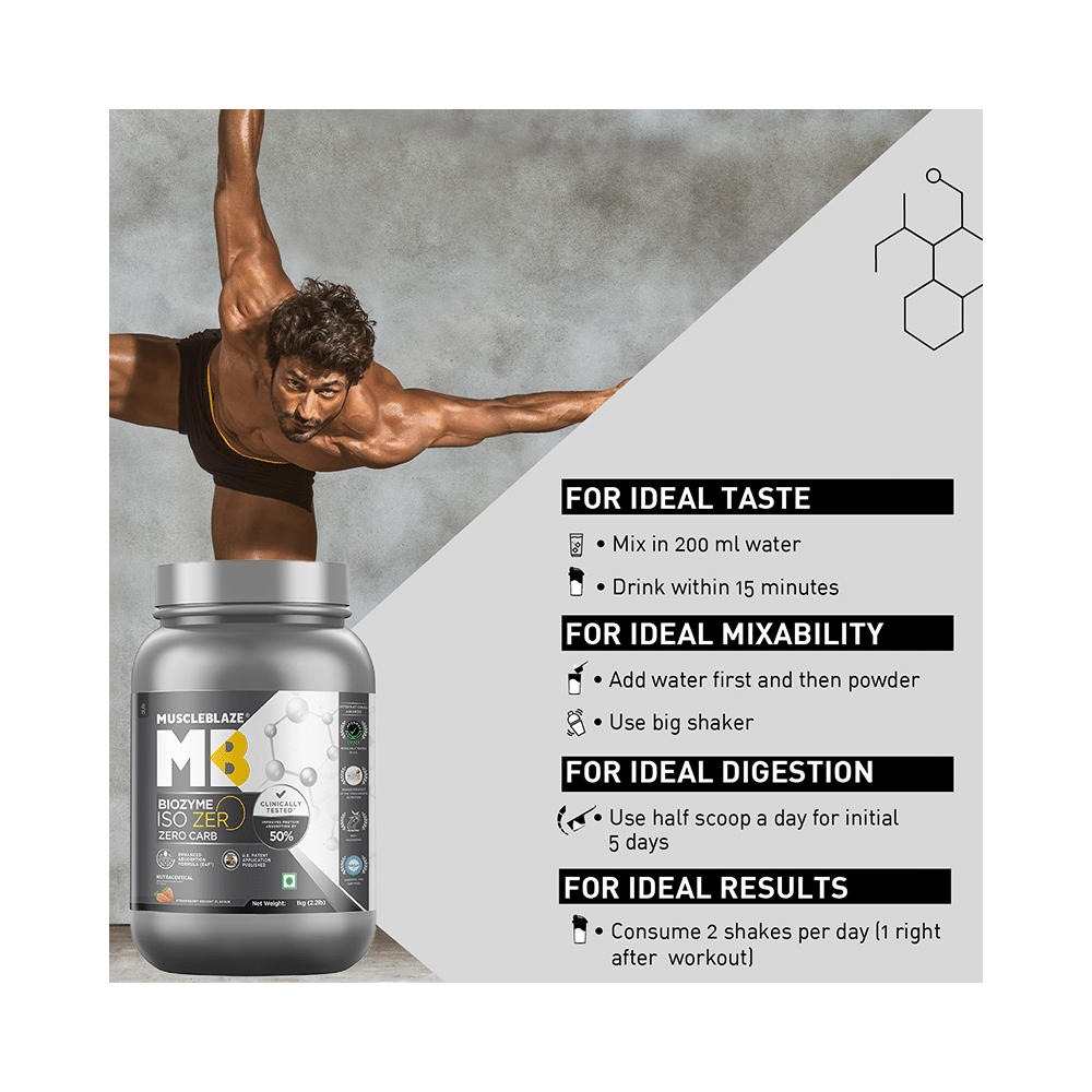 MuscleBlaze Strawberry Flavour | Iso-Zero Isolate for Muscle Gain | With Zero Carbs | Improves Protein Absorption by 50% - Image 10