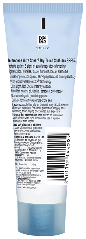 Neutrogena Ultra Sheer Dry-Touch Sunblock Sunscreen SPF 50+, PA+++ | UVA/UVB Protection | Water-Resistant - Image 2