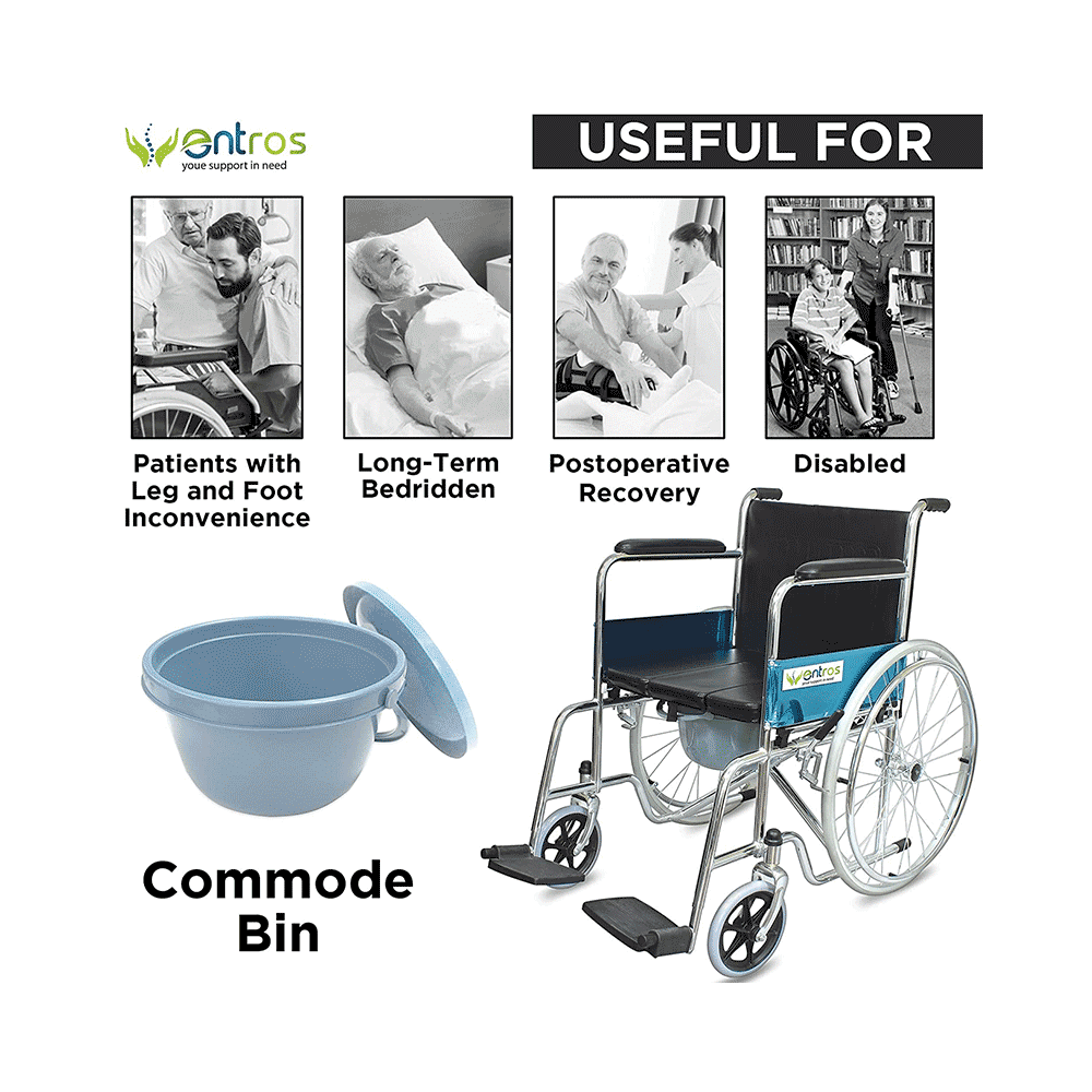 Entros KL609U Lightweight Wheelchair with Commode Seat Cushion & Pot - Image 5