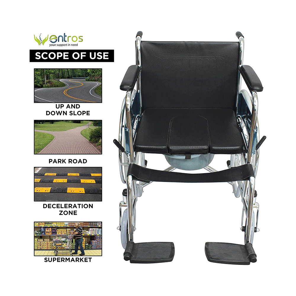 Entros KL609U Lightweight Wheelchair with Commode Seat Cushion & Pot - Image 2