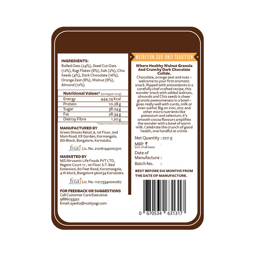 Nutty Yogi Dark Chocolate and Walnut Granola Muesli - Image 3