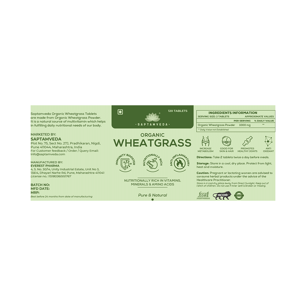 Saptamveda Organic Wheatgrass Tablet - Image 3