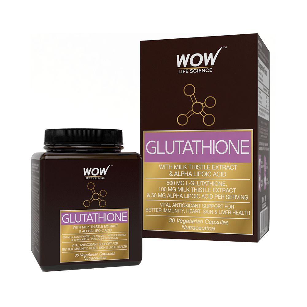 WOW Life Science Glutathione 500mg | Veg Capsules with Milk Thistle Extract & ALA for Immunity, Heart, Skin & Antioxidant Support - Image 1
