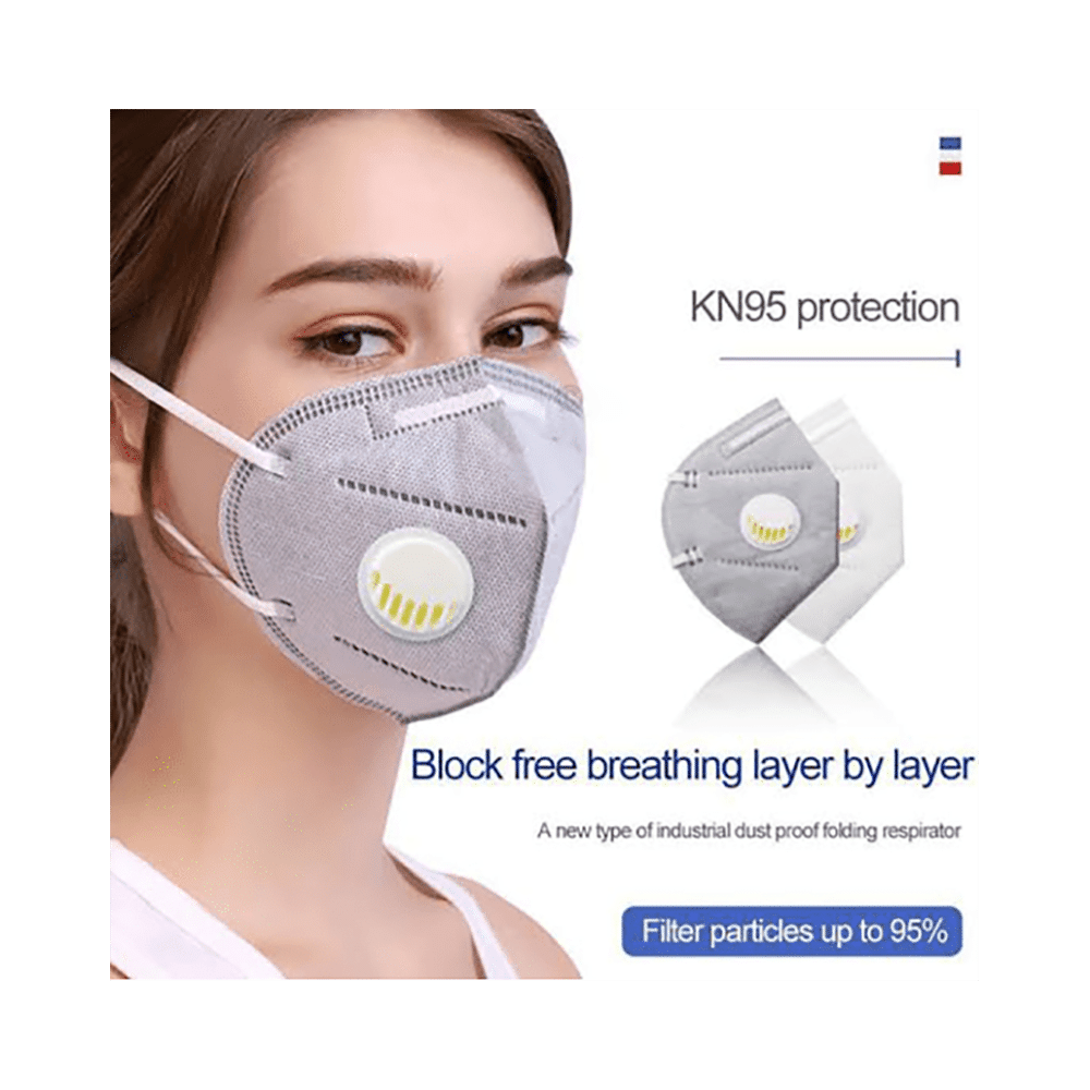 V-Cure KN95 Mask with Valve Grey - Image 2