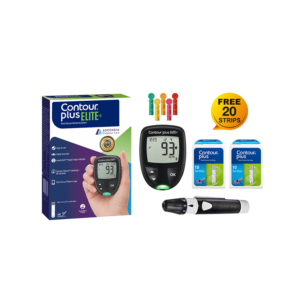 Contour Plus Elite Blood Glucose Monitoring System Glucometer with Contour Plus Blood Glucose Test Strips Free | Diabetes Monitoring Devices | Blood Glucose Monitors - Image 2