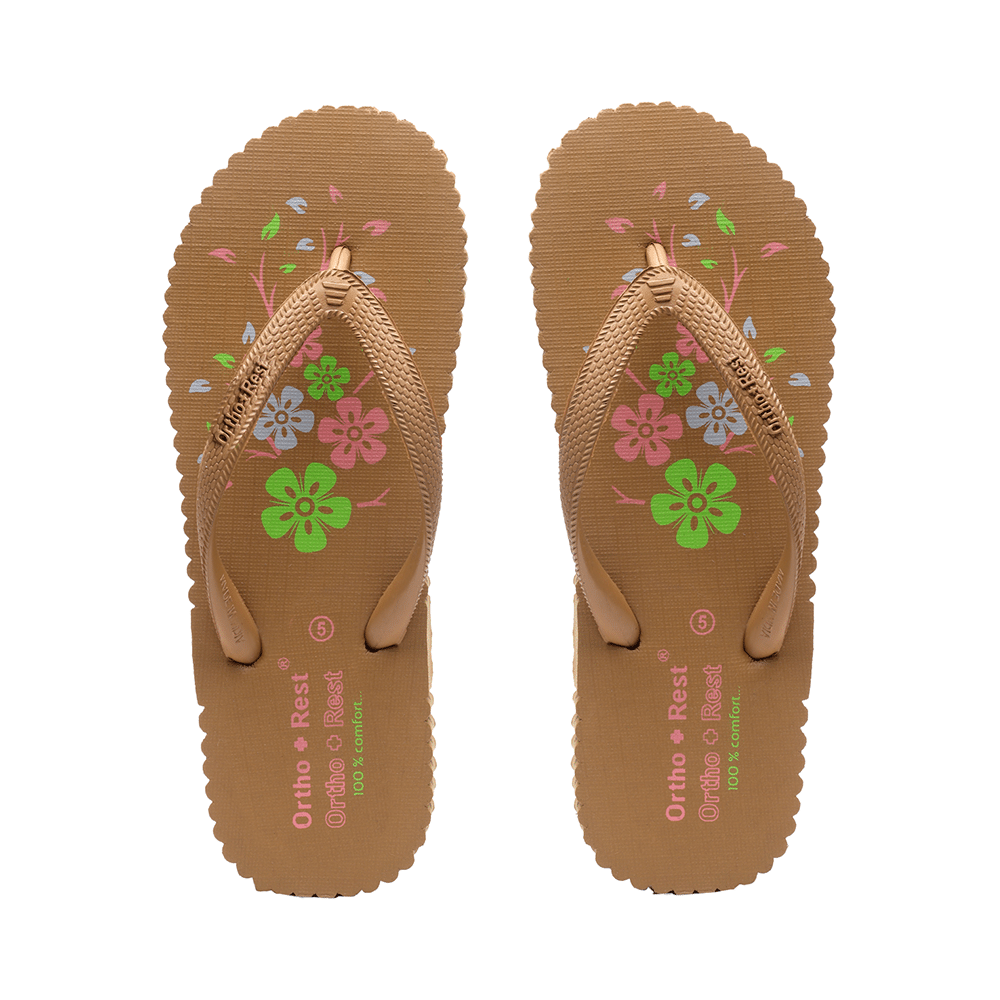 Ortho + Rest Women's Cool Extra Soft and Comfortable Orthopedic Flip Flops for Home Daily Use Tan 6 - Image 2