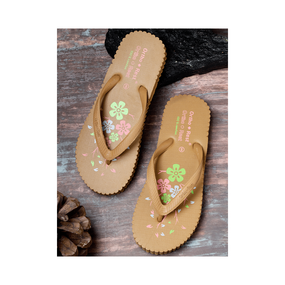 Ortho + Rest Women's Cool Extra Soft and Comfortable Orthopedic Flip Flops for Home Daily Use Tan 6 - Image 8