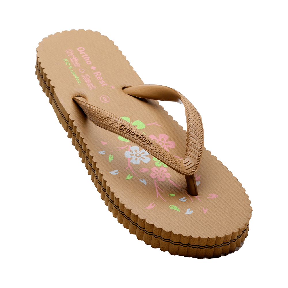 Ortho + Rest Women's Cool Extra Soft and Comfortable Orthopedic Flip Flops for Home Daily Use Tan 6 - Image 1