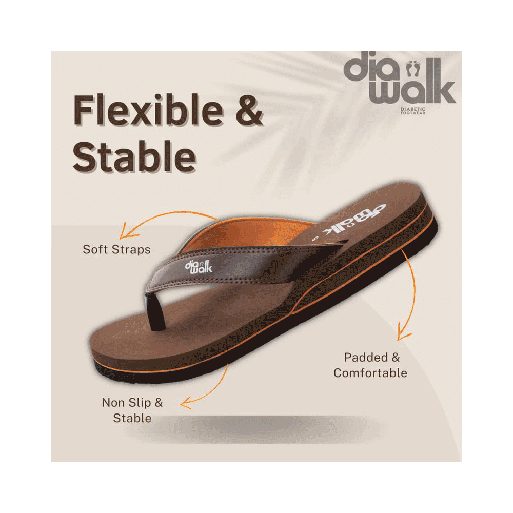Diawalk DPM 001 Doctor Soft Orthopedic & Diabetic Flip-Flops Slippers For Men Brown 7 - Image 5