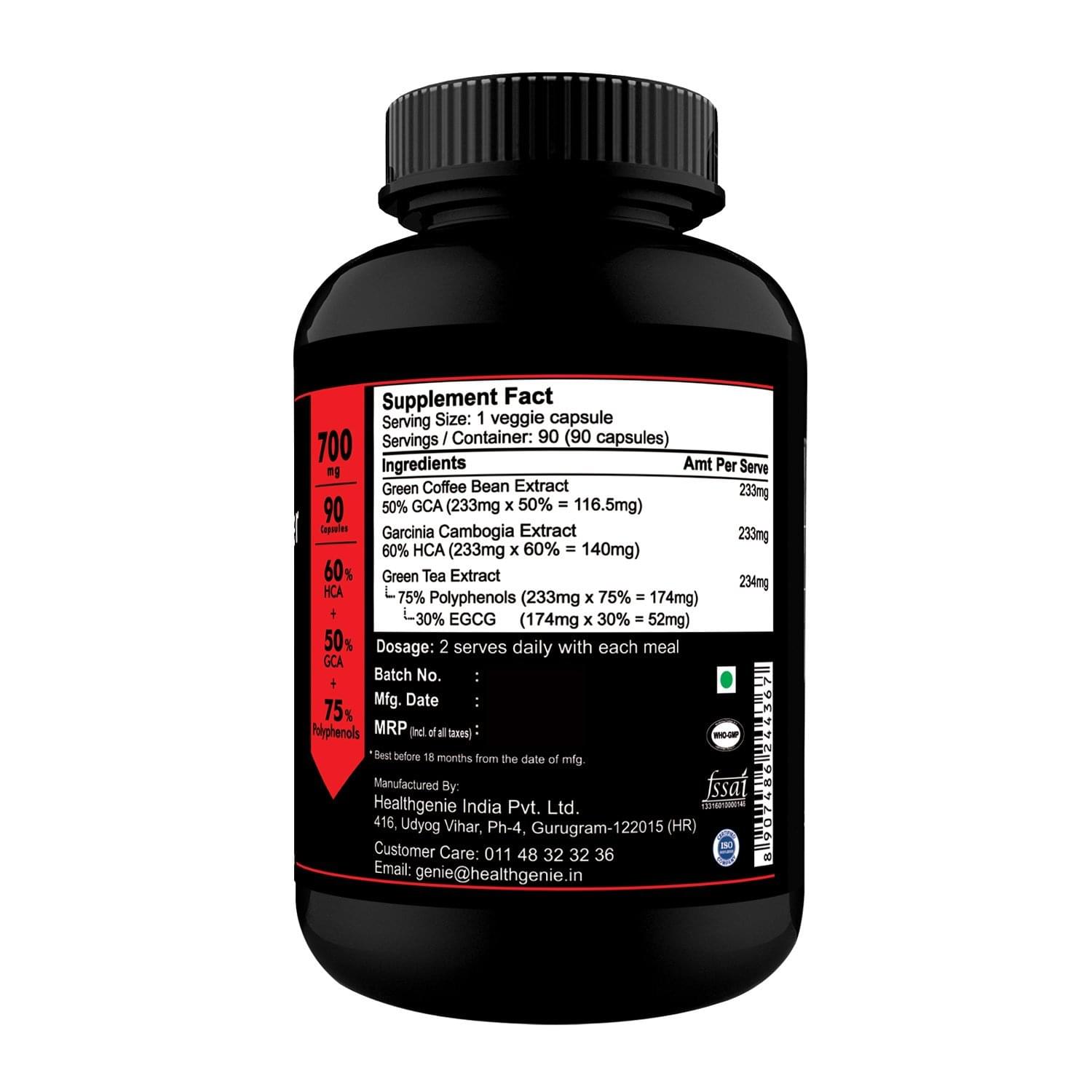 Sinew Nutrition Natural Fat Burner 3X (Green Tea, Green Coffee & Garcinia Cambogia Extract) - 700mg - Image 5