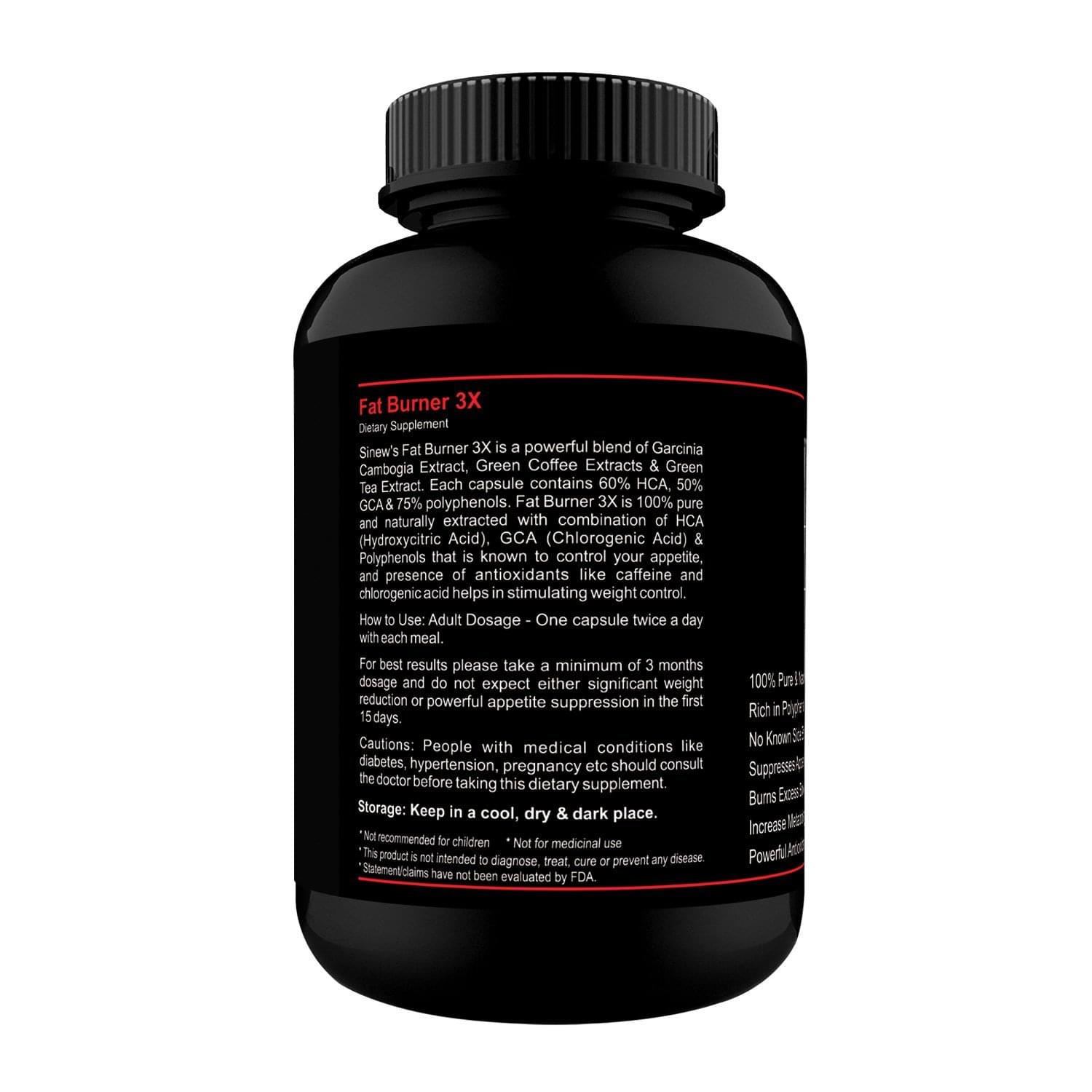 Sinew Nutrition Natural Fat Burner 3X (Green Tea, Green Coffee & Garcinia Cambogia Extract) - 700mg - Image 3