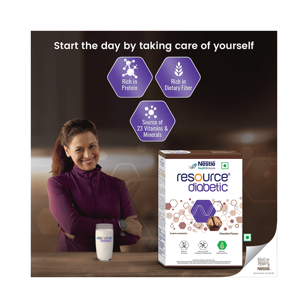 Nestle Resource Diabetic Supplement With Protein, Fibre & Low GI | Flavour Powder Chocolate - Image 4