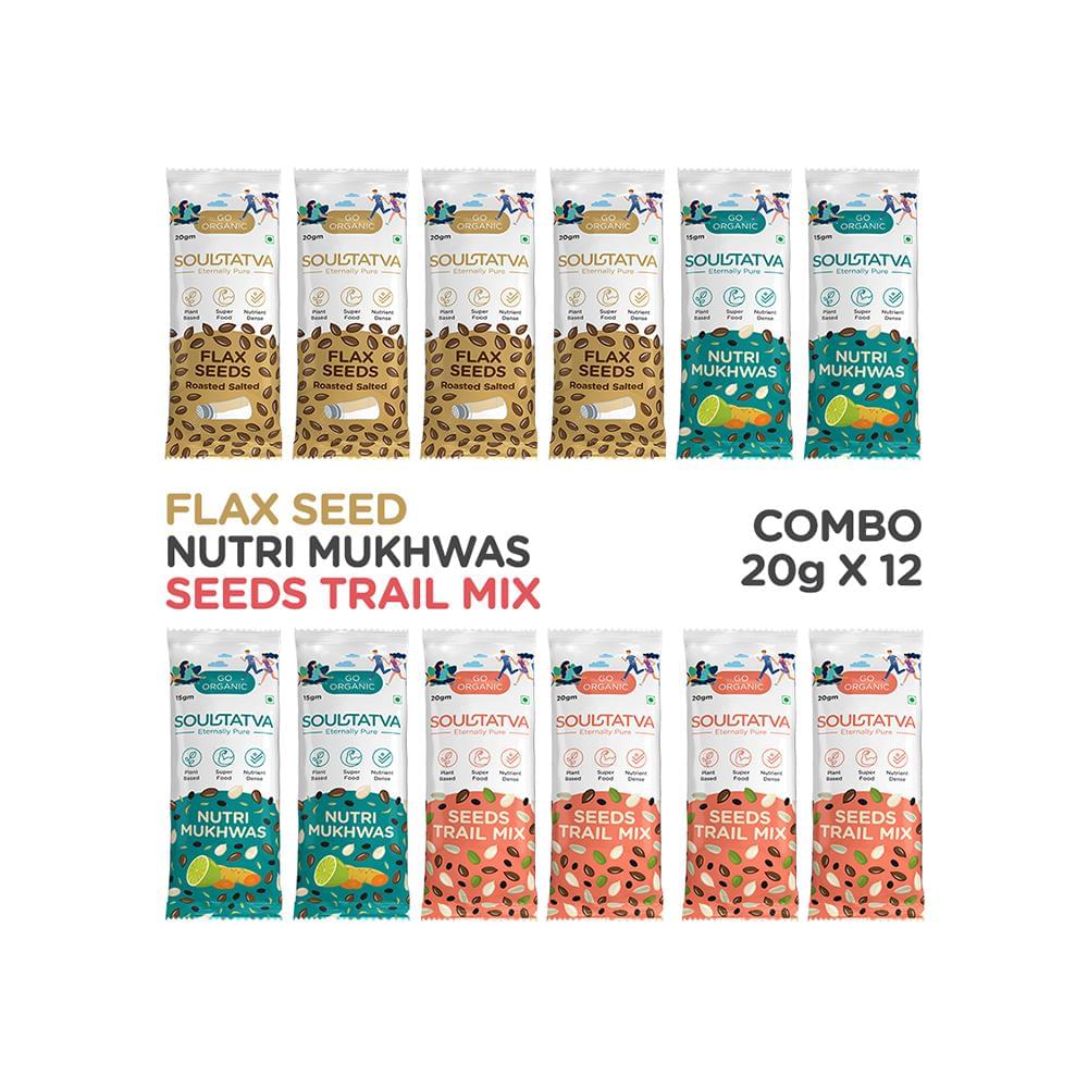 Soultatva Combo Pack of Nutri Mukhwas 15gm, Flax Seeds Roasted Salted 20gm & Seeds Trail Mix 20gm (4 Each) - Image 3