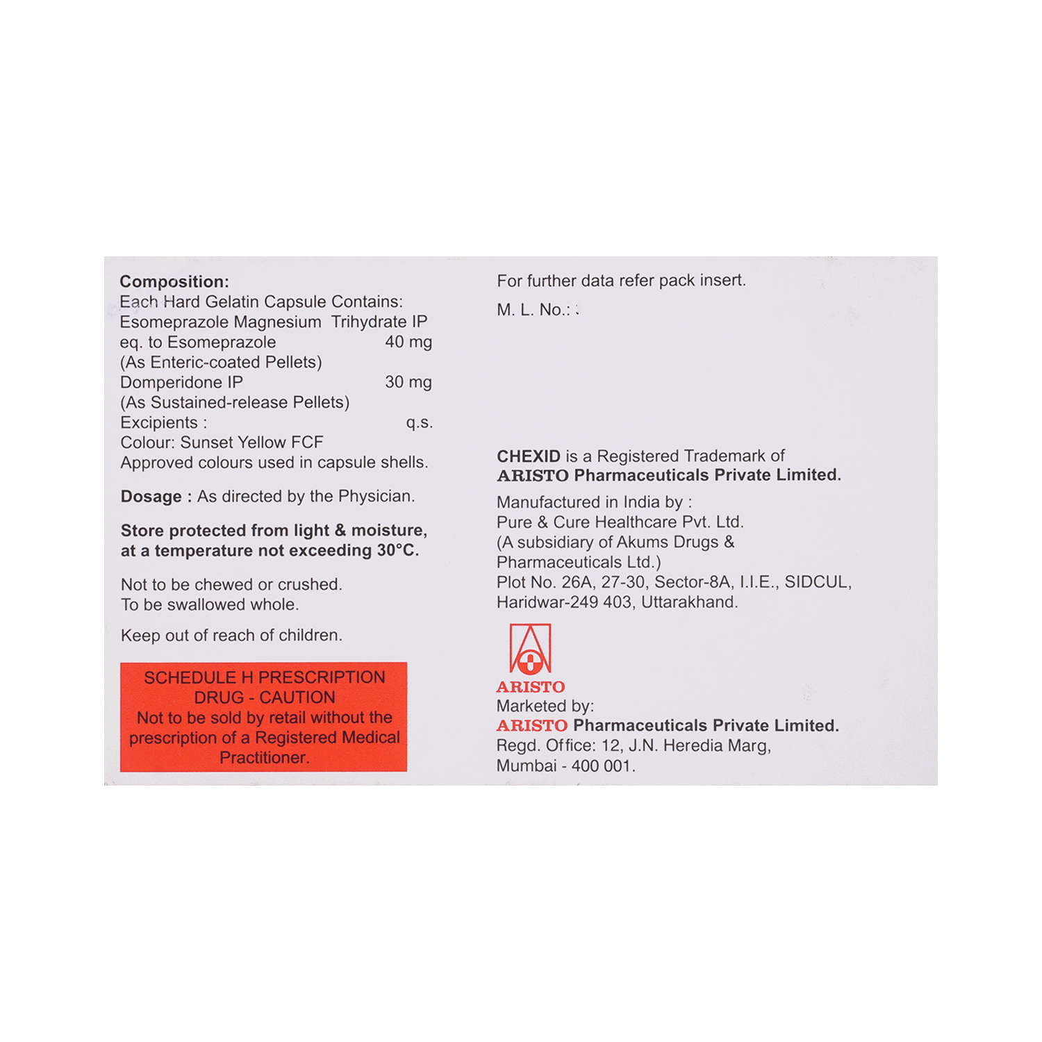 Chexid D 30mg/40mg Capsule - Image 3