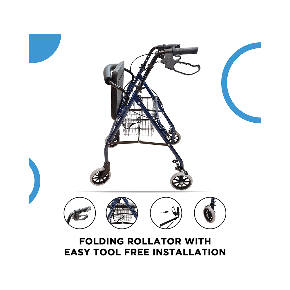 EASYCARE EC5001 Folding Rollator (Capacity 75kg) Black - Image 3