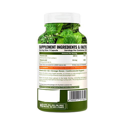 Nature Life Nutrition Plant Based D3+K2 Vegetarian Capsule - Image 2