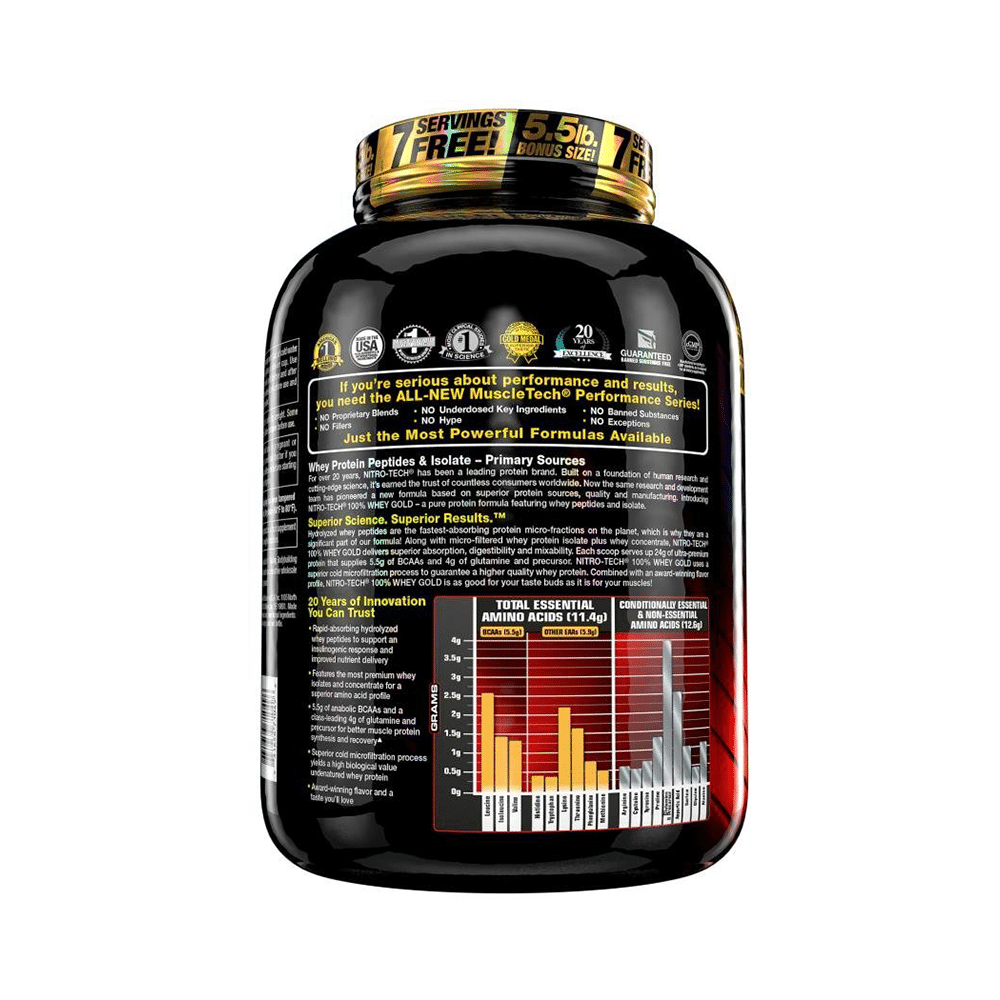 Muscletech Performance Series Nitro Tech 100% Whey Gold Whey Protein Peptides & Isolate Double Rich Chocolate - Image 3