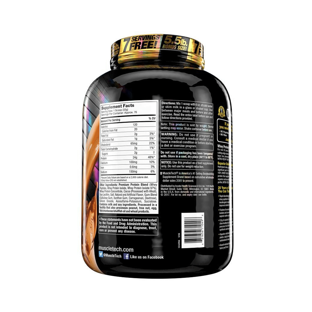 Muscletech Performance Series Nitro Tech 100% Whey Gold Whey Protein Peptides & Isolate Double Rich Chocolate - Image 2