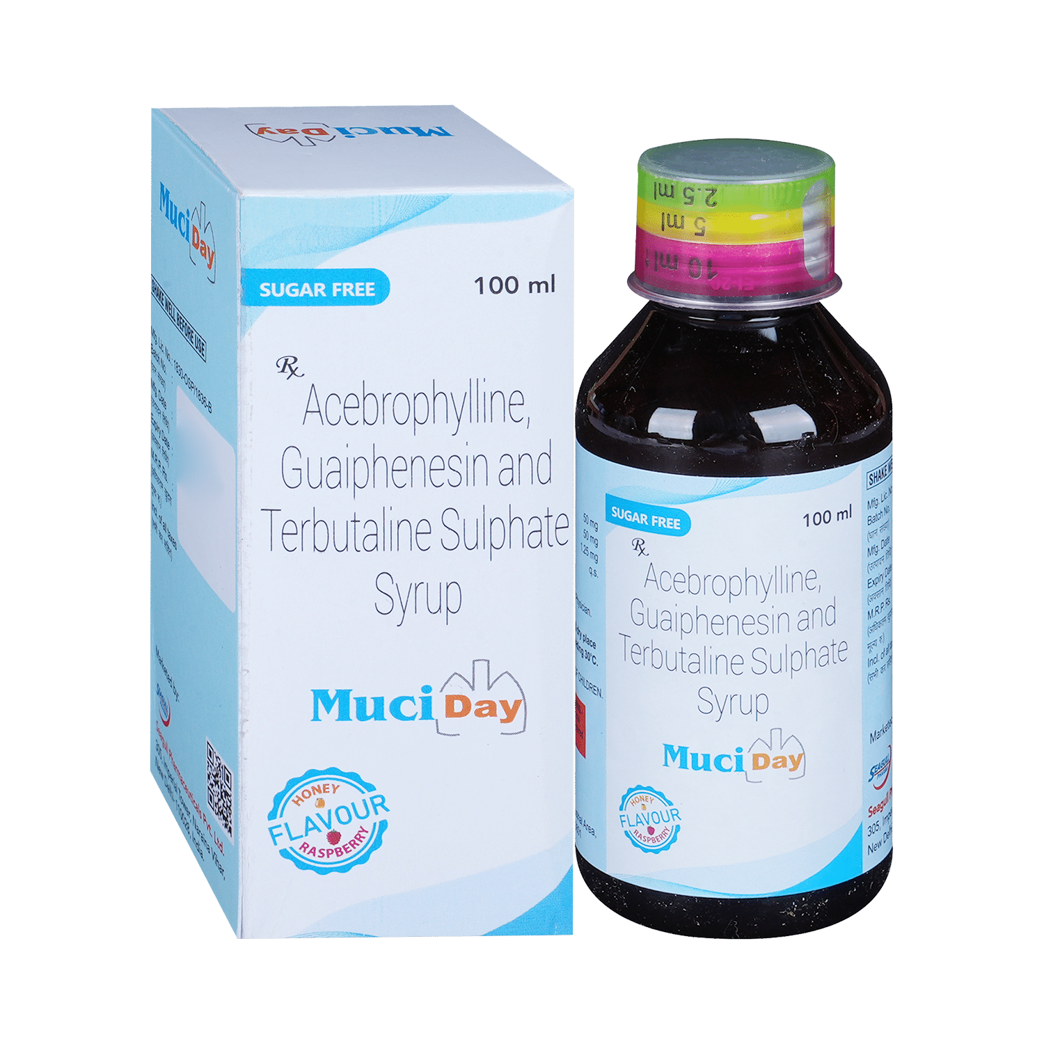 Muciday Syrup Honey Raspberry Sugar Free - Image 1