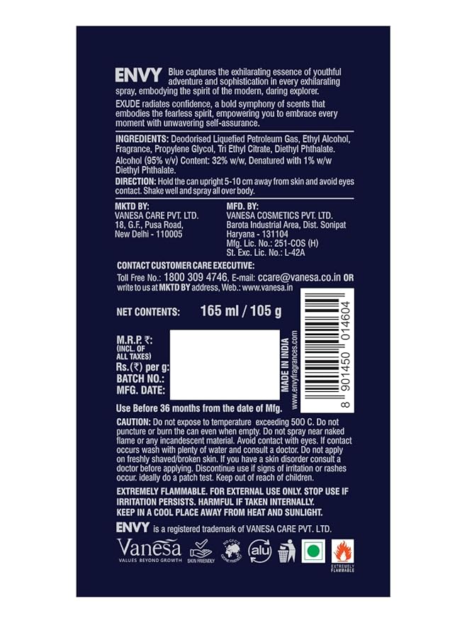 Envy Blue Exude Deodorant Body Spray - Image 2