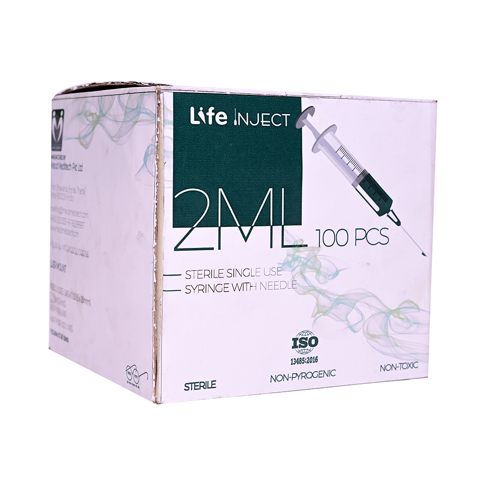 Life Inject 2ML Sterile Single Use Syringe with Needle