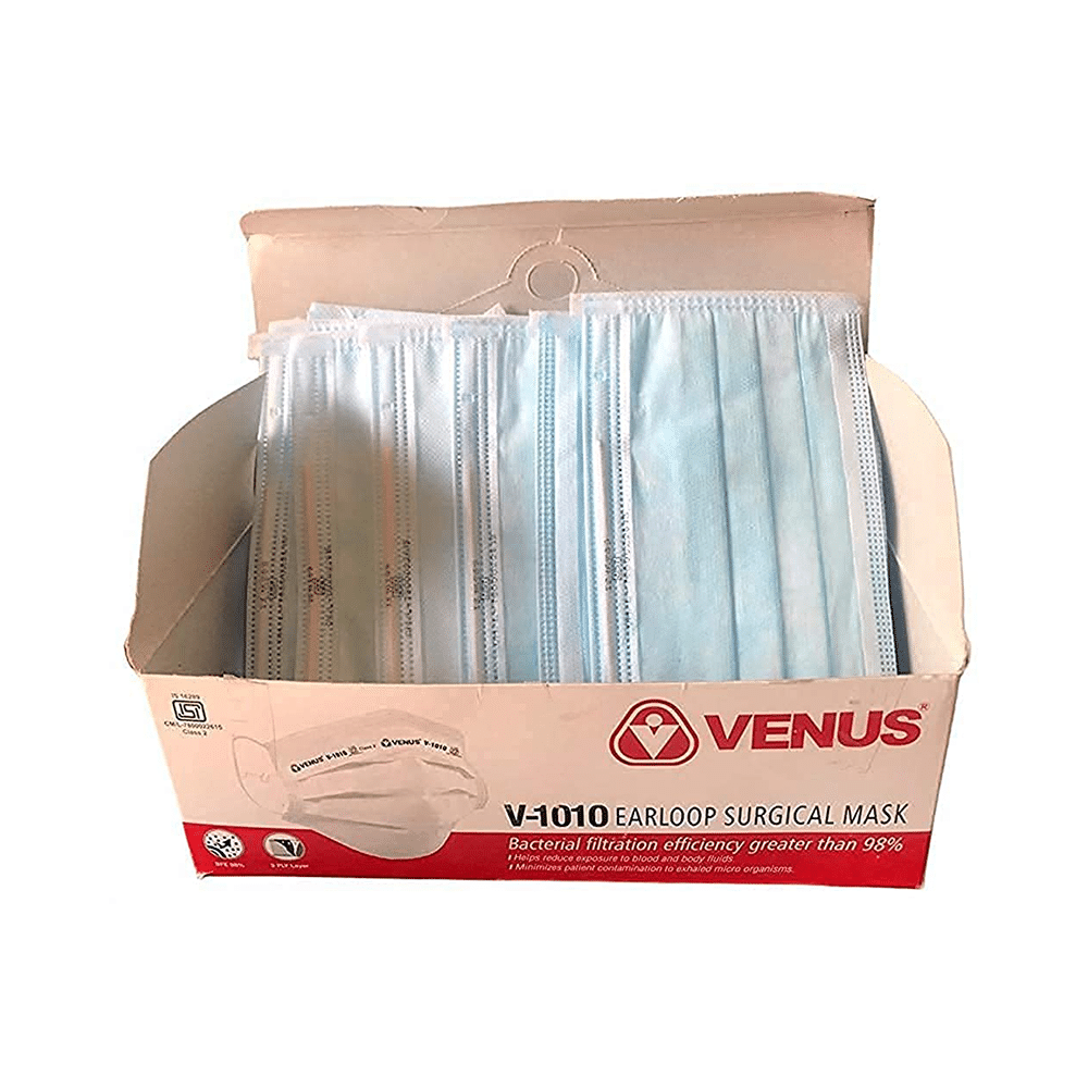 Venus V 1010 Ear Loop Surgical Mask Light Blue Large - Image 2