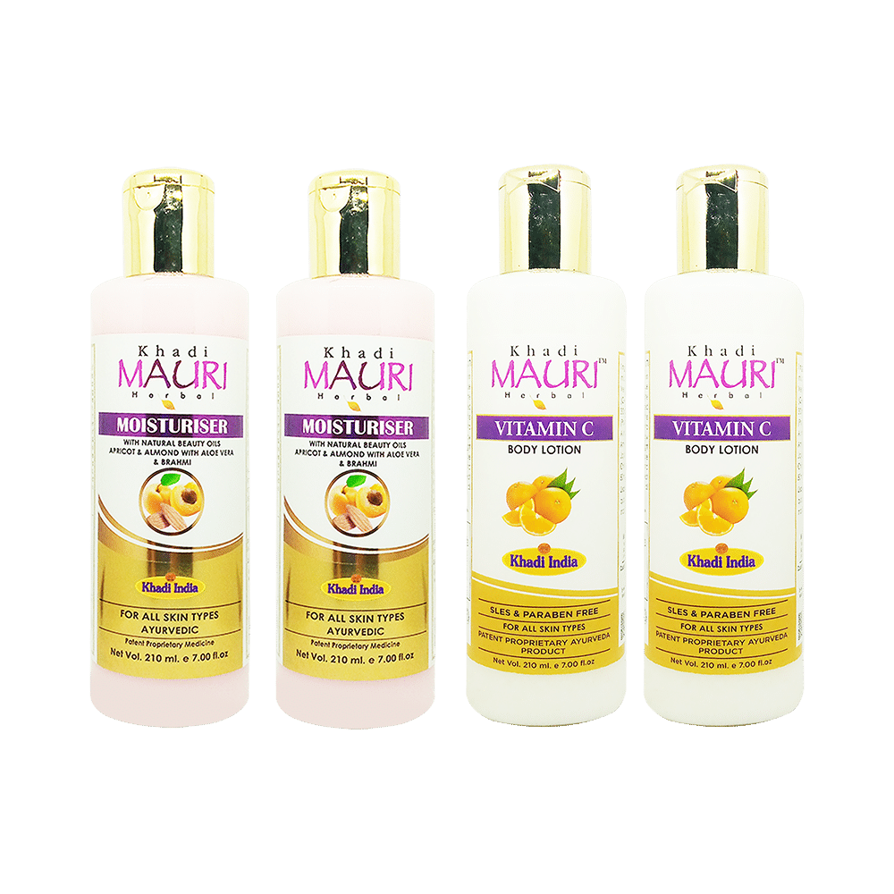 Khadi Mauri Herbal Combo Pack of Vitamin C and Moisturizer Lotion  (210ml Each) - Image 1