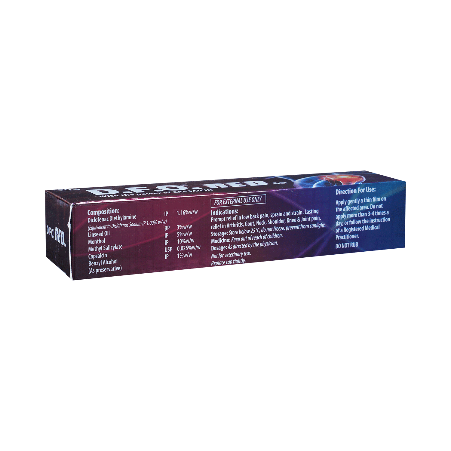 D.F.O. Red Pain Relief Gel with Capsaicin - Image 3