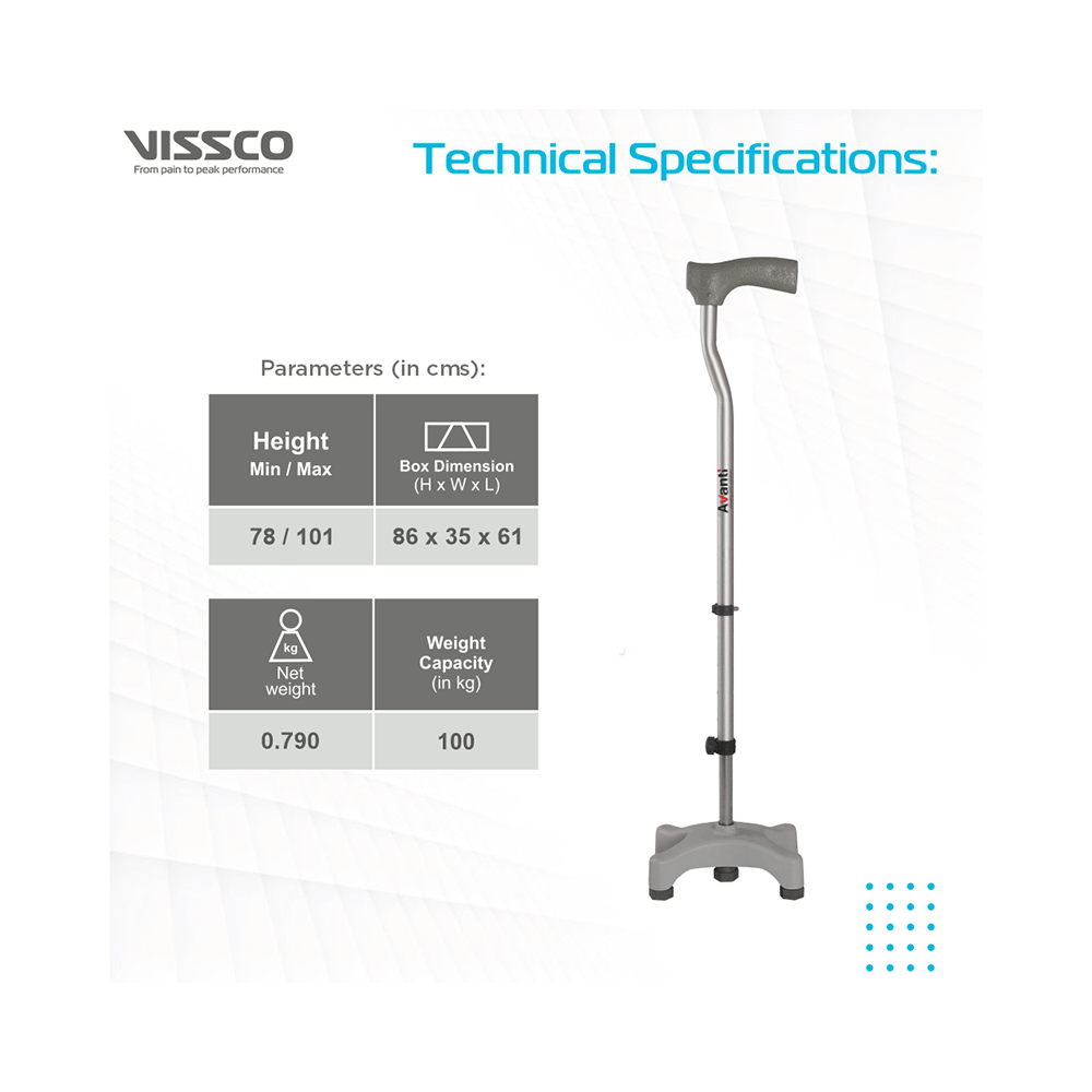 Vissco 909 Avanti L Shape Quadripod Stick Universal - Image 3