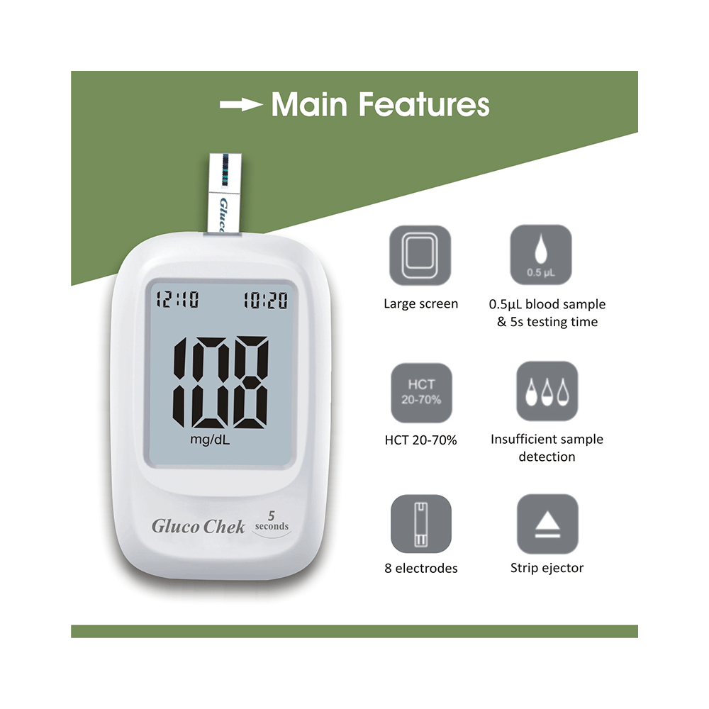 Aspen Gluco Chek Blood Glucose Glucometer Kit with 25 + 25 Strips, 10 Lancets and A Lancing Device Free - Image 3