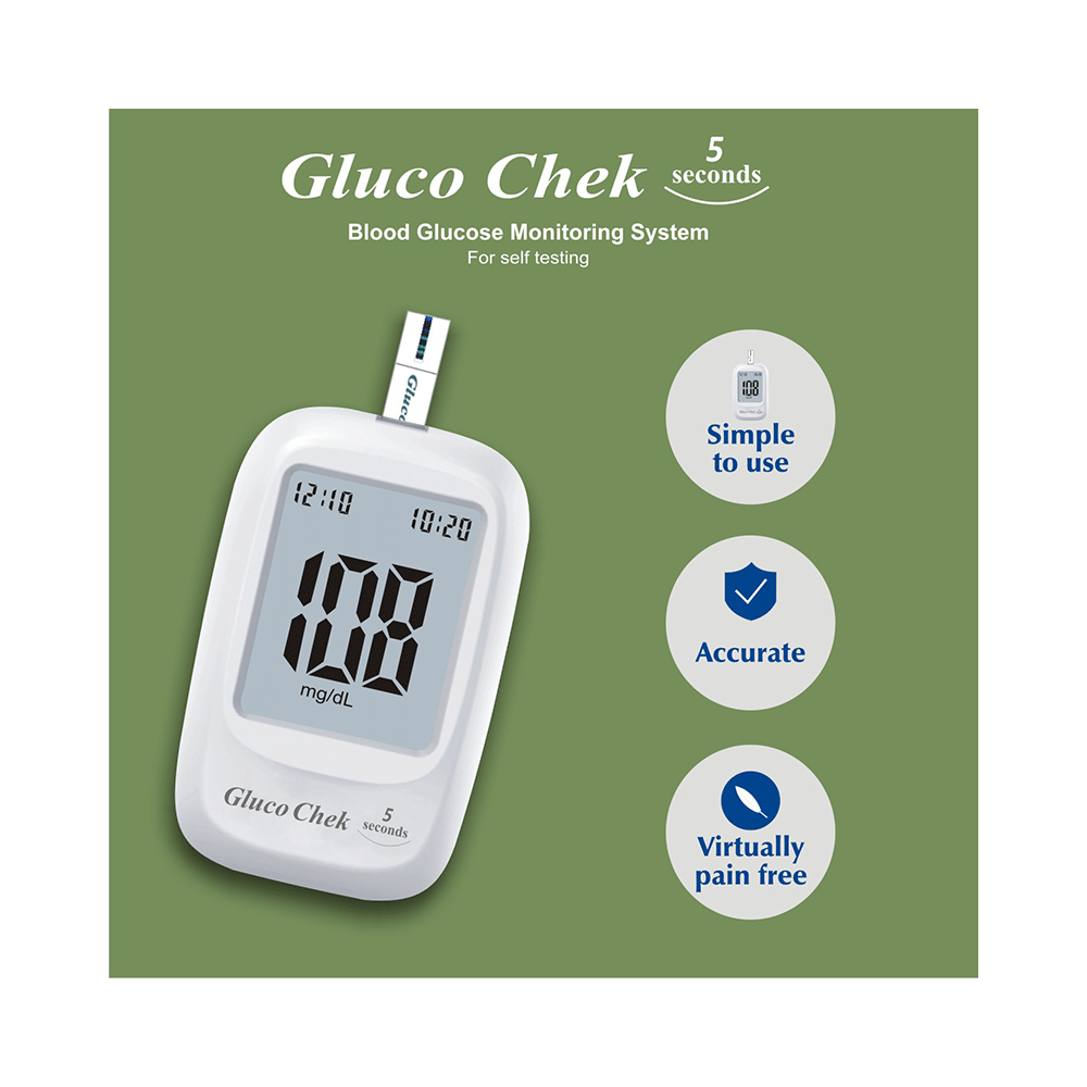 Aspen Gluco Chek Blood Glucose Glucometer Kit with 25 + 25 Strips, 10 Lancets and A Lancing Device Free - Image 2