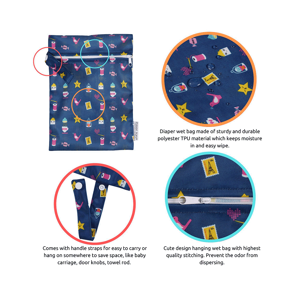 Polka Tots Wet Cloth Pouch Bag Mix Design 30 X 40 cm - Image 8