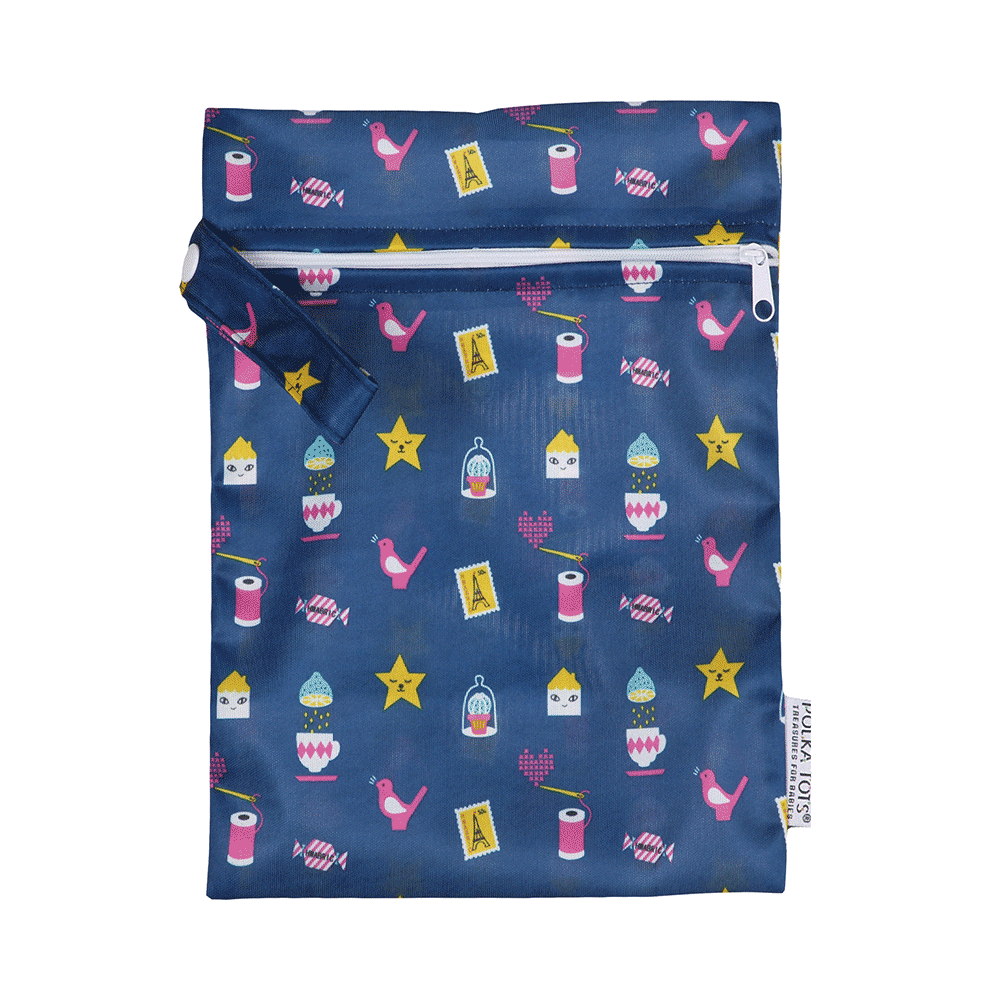 Polka Tots Wet Cloth Pouch Bag Mix Design 30 X 40 cm - Image 1