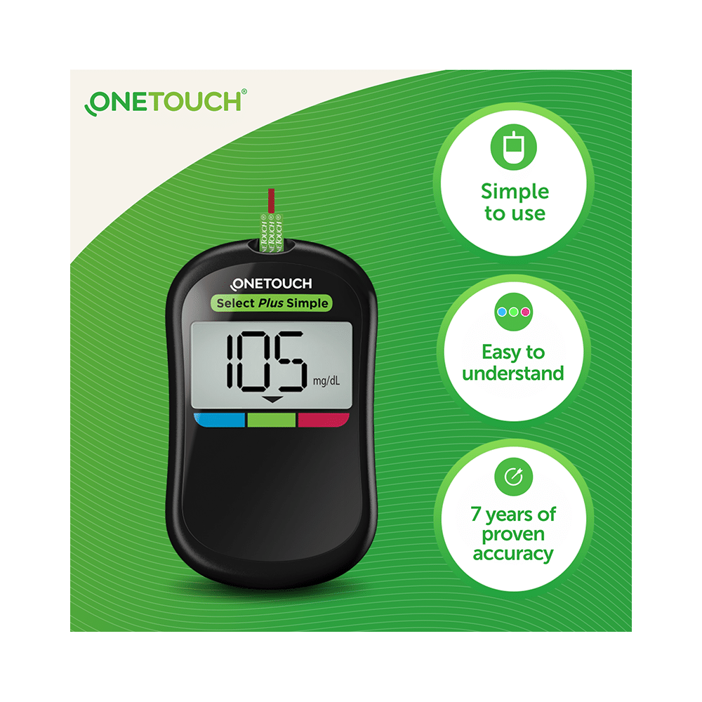 OneTouch Combo Pack of Select Plus Simple Glucometer with 10 Free Strips Black, Select Plus Test Strip (Only Strips) Test Strip Green & Delica Plus Lancets (Only Lancets) 30G - Image 6