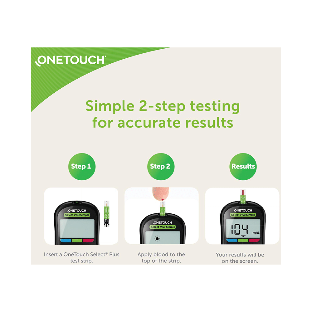 OneTouch Combo Pack of Select Plus Simple Glucometer with 10 Free Strips Black, Select Plus Test Strip (Only Strips) Test Strip Green & Delica Plus Lancets (Only Lancets) 30G - Image 5