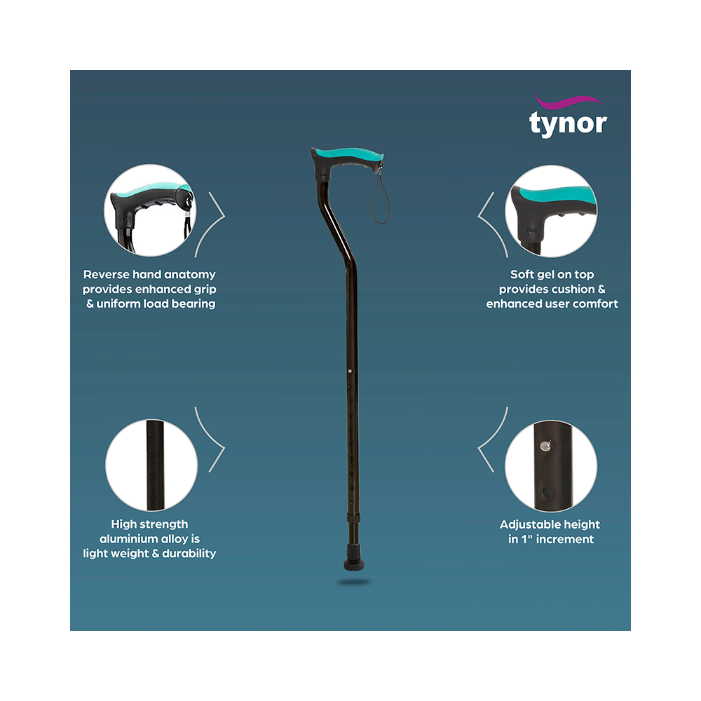 Tynor L-07 Walking Stick (Soft Top) Universal Silver - Image 3