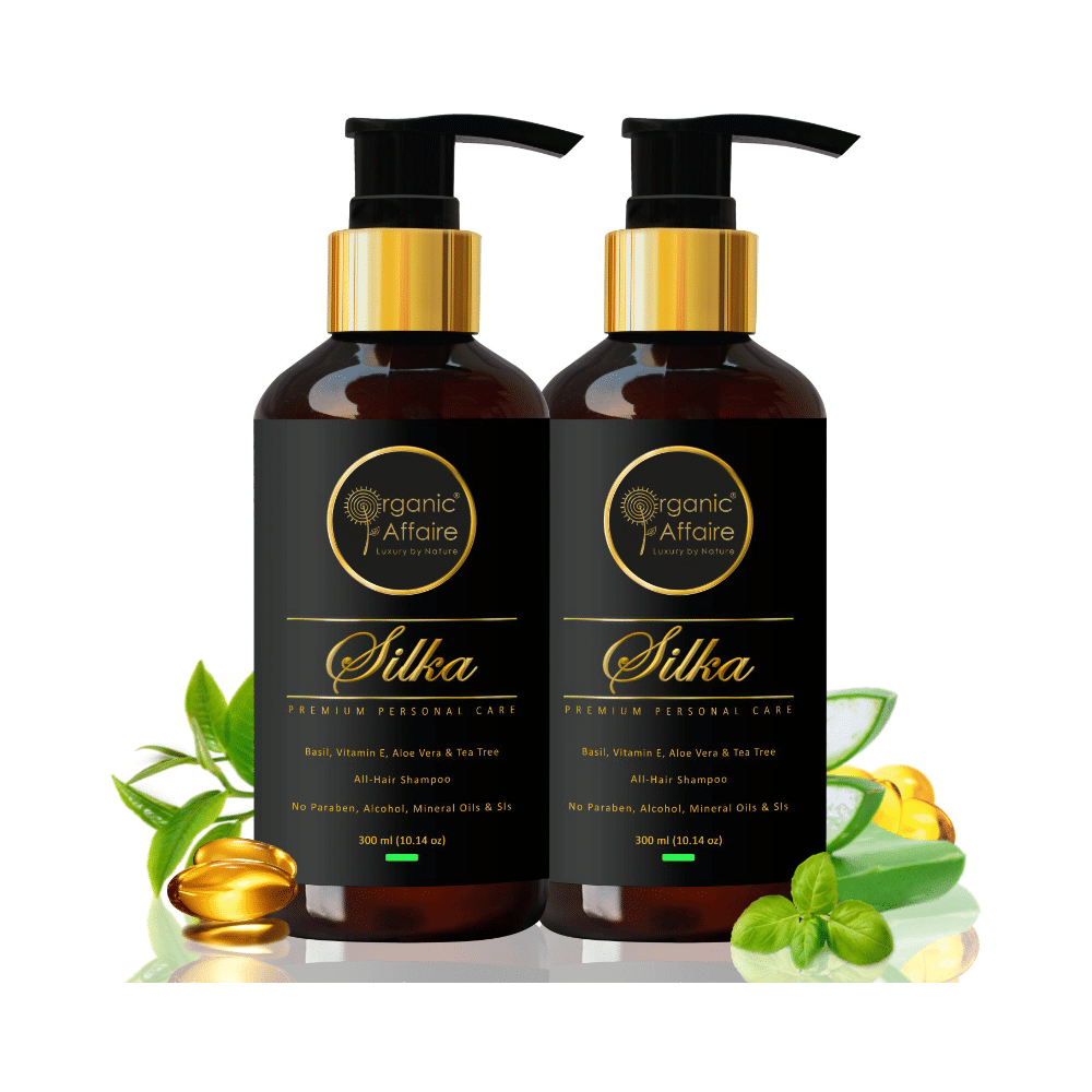 Organic Affaire Silka Shampoo with Basil, Tea Tree & Aloe Vera for Dandruff (300ml Each) - Image 3