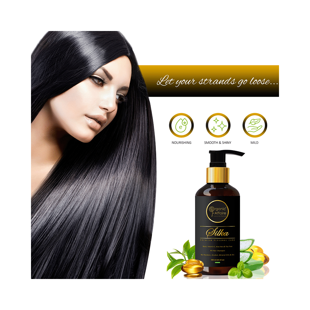 Organic Affaire Silka Shampoo with Basil, Tea Tree & Aloe Vera for Dandruff (300ml Each) - Image 6