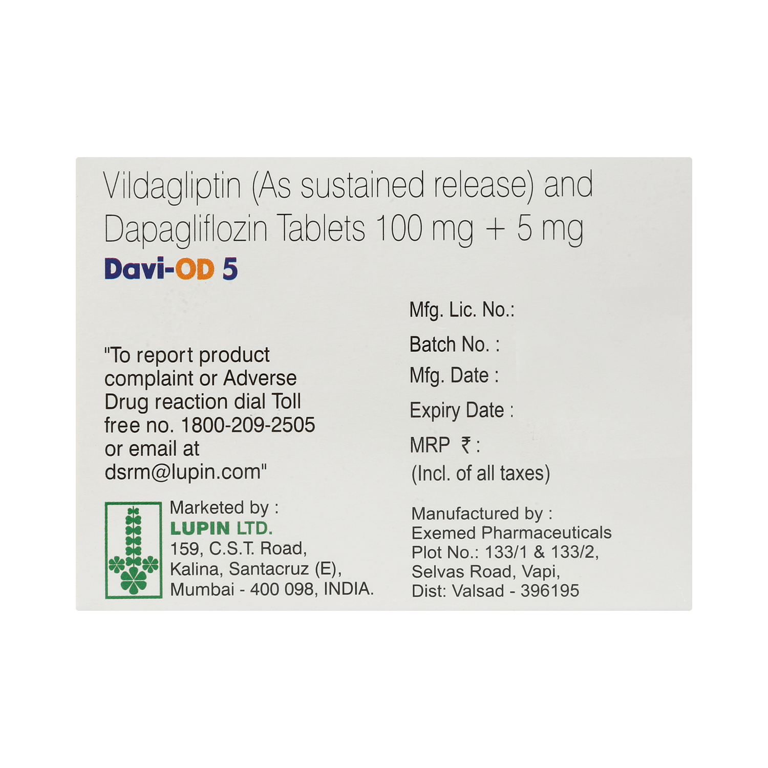 Davi OD 5mg/100mg Tablet - Image 4