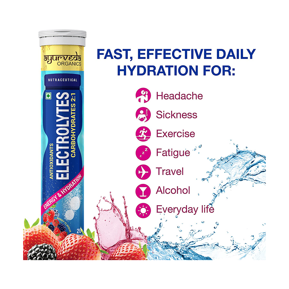 Ayurveda Organics Antioxidants Electrolytes Carbohydrates 2:1 Effervescent Tablet Berry - Image 4
