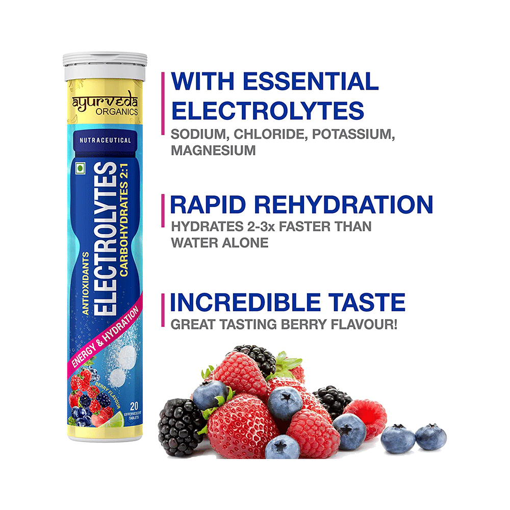 Ayurveda Organics Antioxidants Electrolytes Carbohydrates 2:1 Effervescent Tablet Berry - Image 3