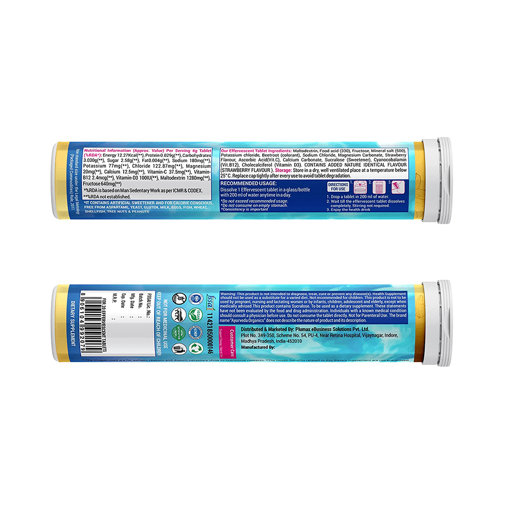 Ayurveda Organics Antioxidants Electrolytes Carbohydrates 2:1 Effervescent Tablet Berry - Image 2