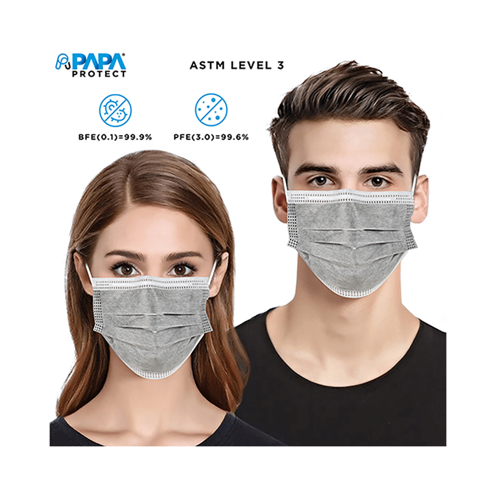 Papa Protect 4Ply with Activated Carbon Disposable Surgical Face Mask (5 Each) Grey - Image 4