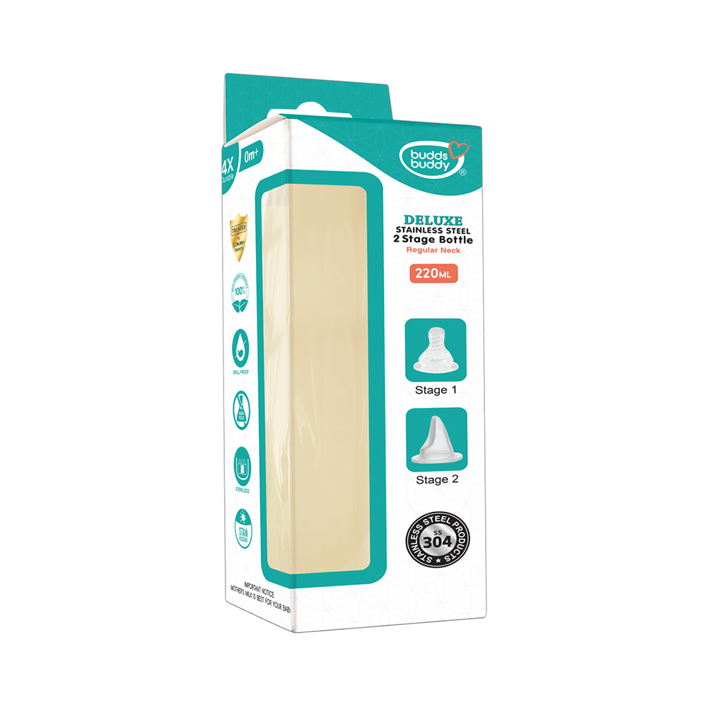 Buddsbuddy Stainless Steel 2 Stage 3m+ Feeding Bottle - Image 1