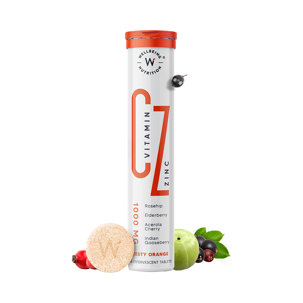 Wellbeing Nutrition Vitamin C Zinc Effervescent Tablet for Immunity & Skin Health | Zesty Orange - Image 2