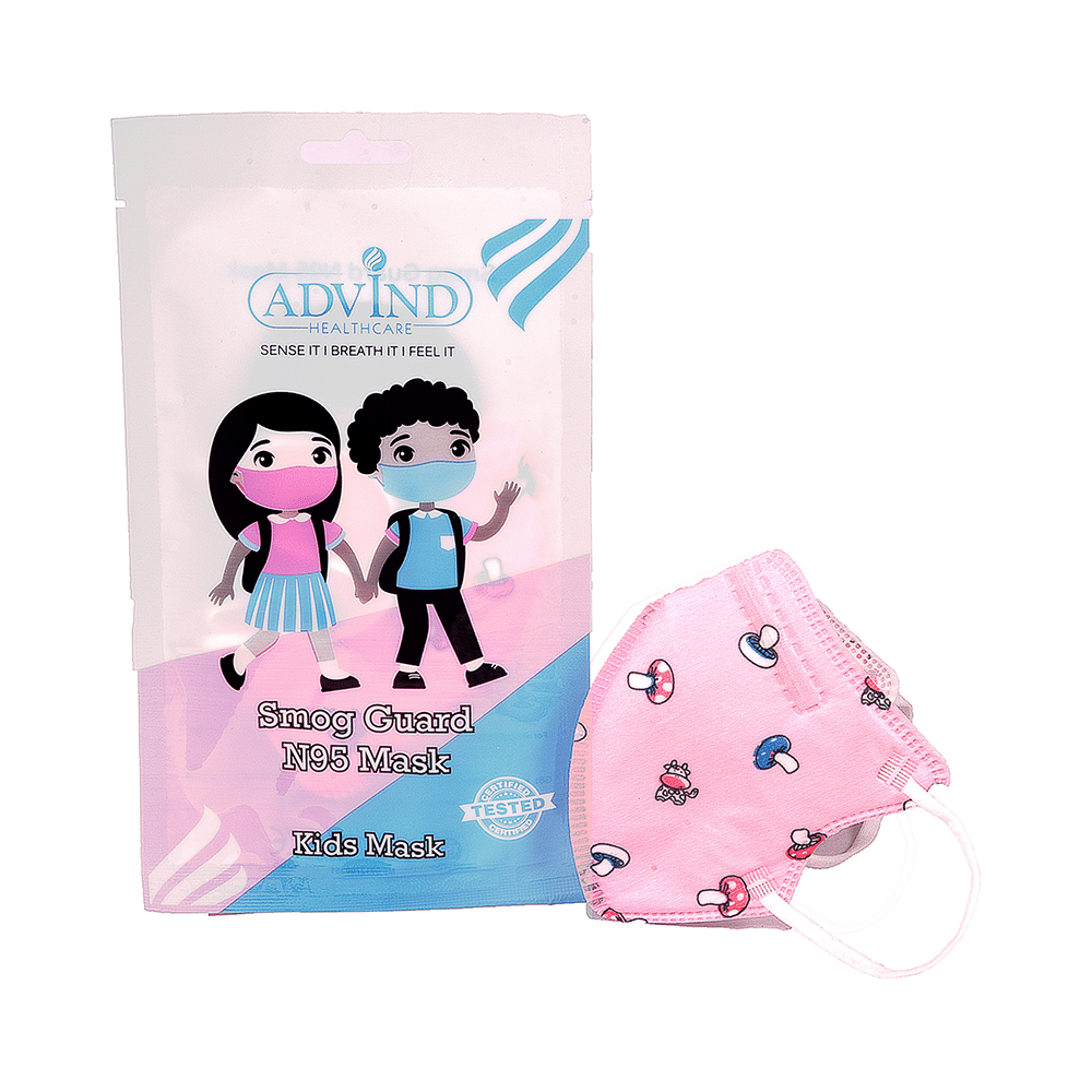 Advind Healthcare Smog Guard N95 Kids Mask without Valve for 4-12 Years Blue Mickey Mouse, Truck Print, Pink Mushroom, Animal Print & Car Print Design - Image 12