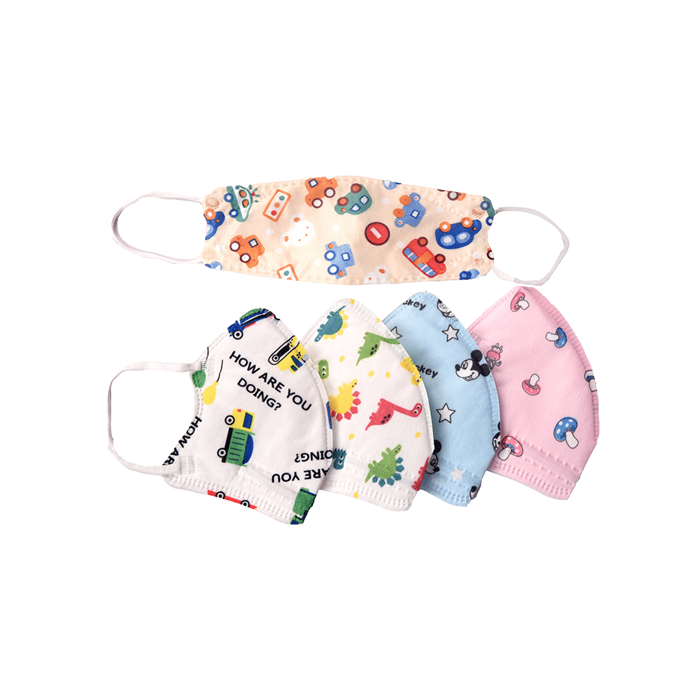 Advind Healthcare Smog Guard N95 Kids Mask without Valve for 4-12 Years Blue Mickey Mouse, Truck Print, Pink Mushroom, Animal Print & Car Print Design