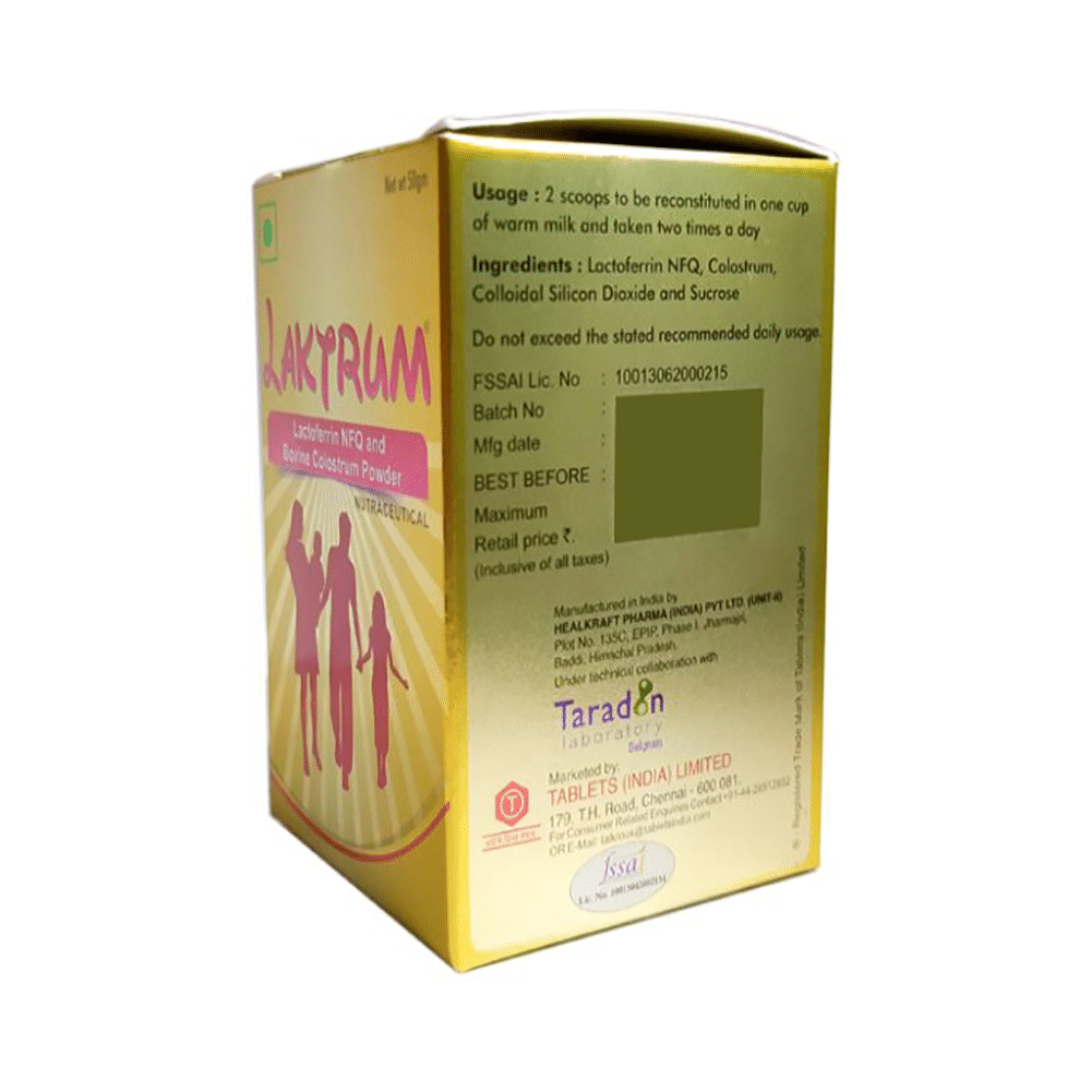 Laktrum Powder | With Lactoferrin NFQ & Bovine Colostrum for Immunity & Growth - Image 4