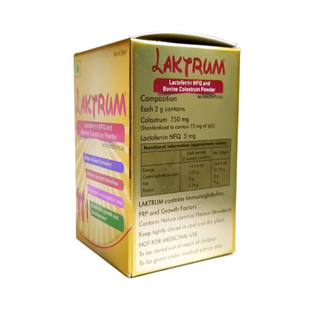 Laktrum Powder | With Lactoferrin NFQ & Bovine Colostrum for Immunity & Growth - Image 3